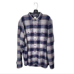 Marine Layer Navy Blue Gray Plaid Flannel Men's XL Cabincore